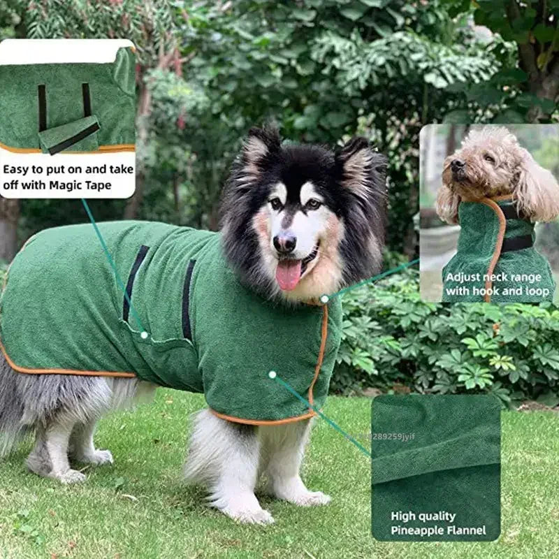 Dog Bathrobe Absorbent Pet Quick Drying Dog Bath Towel for Large Small Dogs Clean Absorbent Bathrobe Cat Pet Products